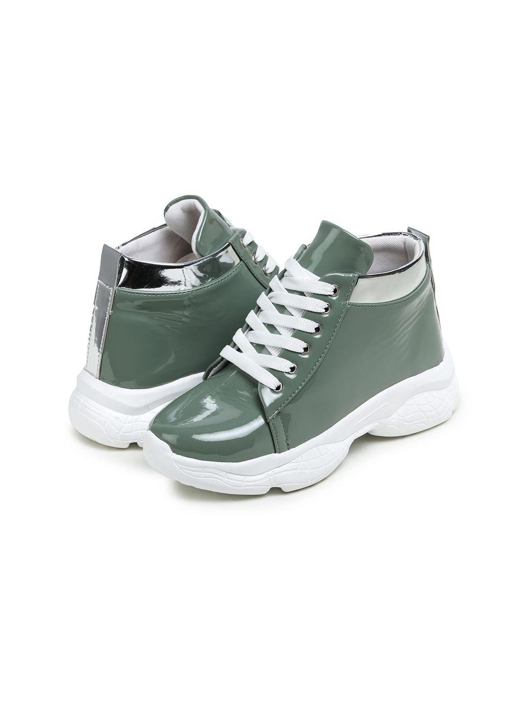 BOOTCO Women Green High-Top High Ankle Sneakers Price in India