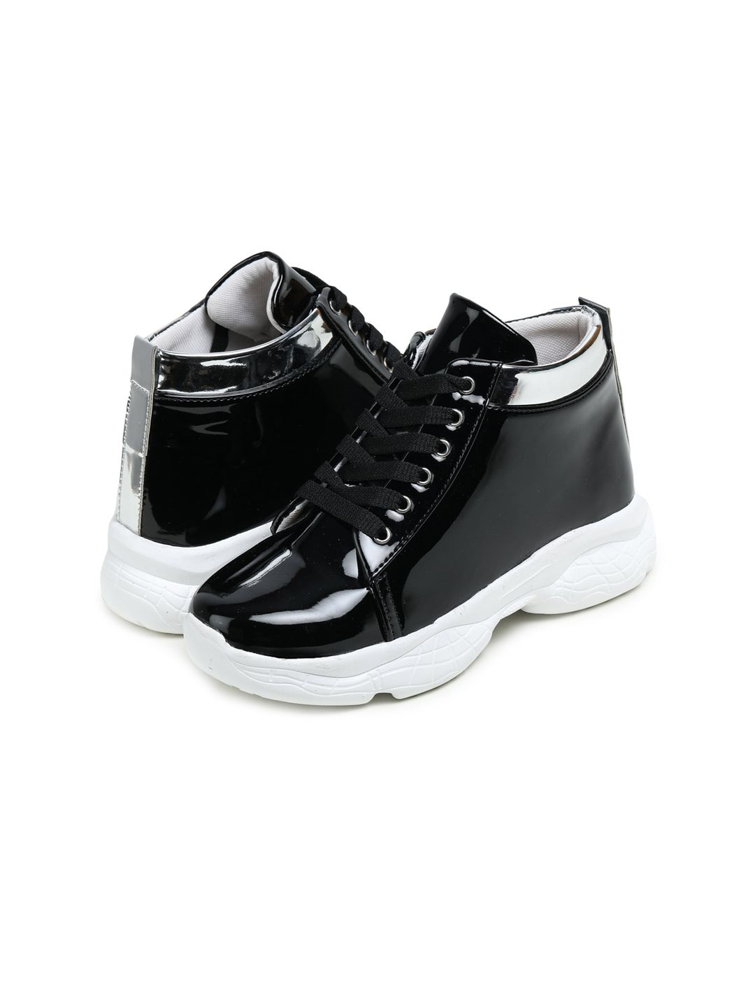 BOOTCO Women Black High-Top Casual Sneakers Price in India