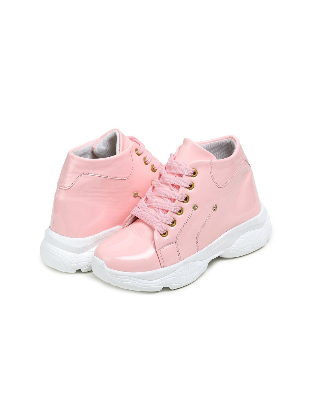 BOOTCO Women Pink Woven Design Sneakers Price in India