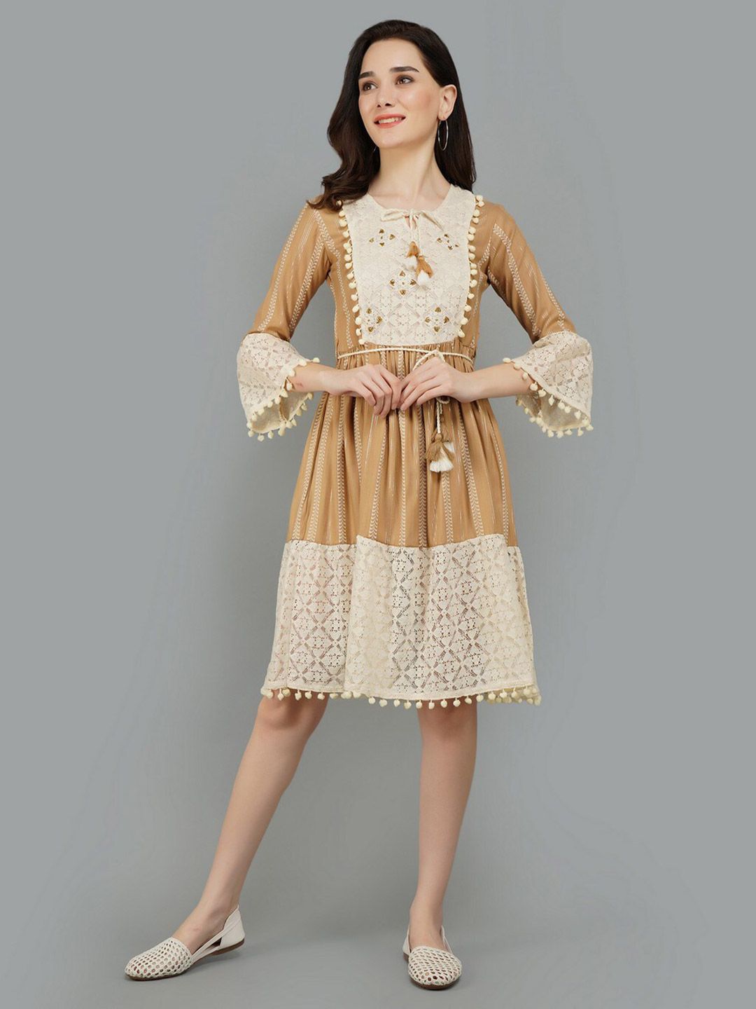 ADAA JAIPUR Brown Floral Dress Price in India