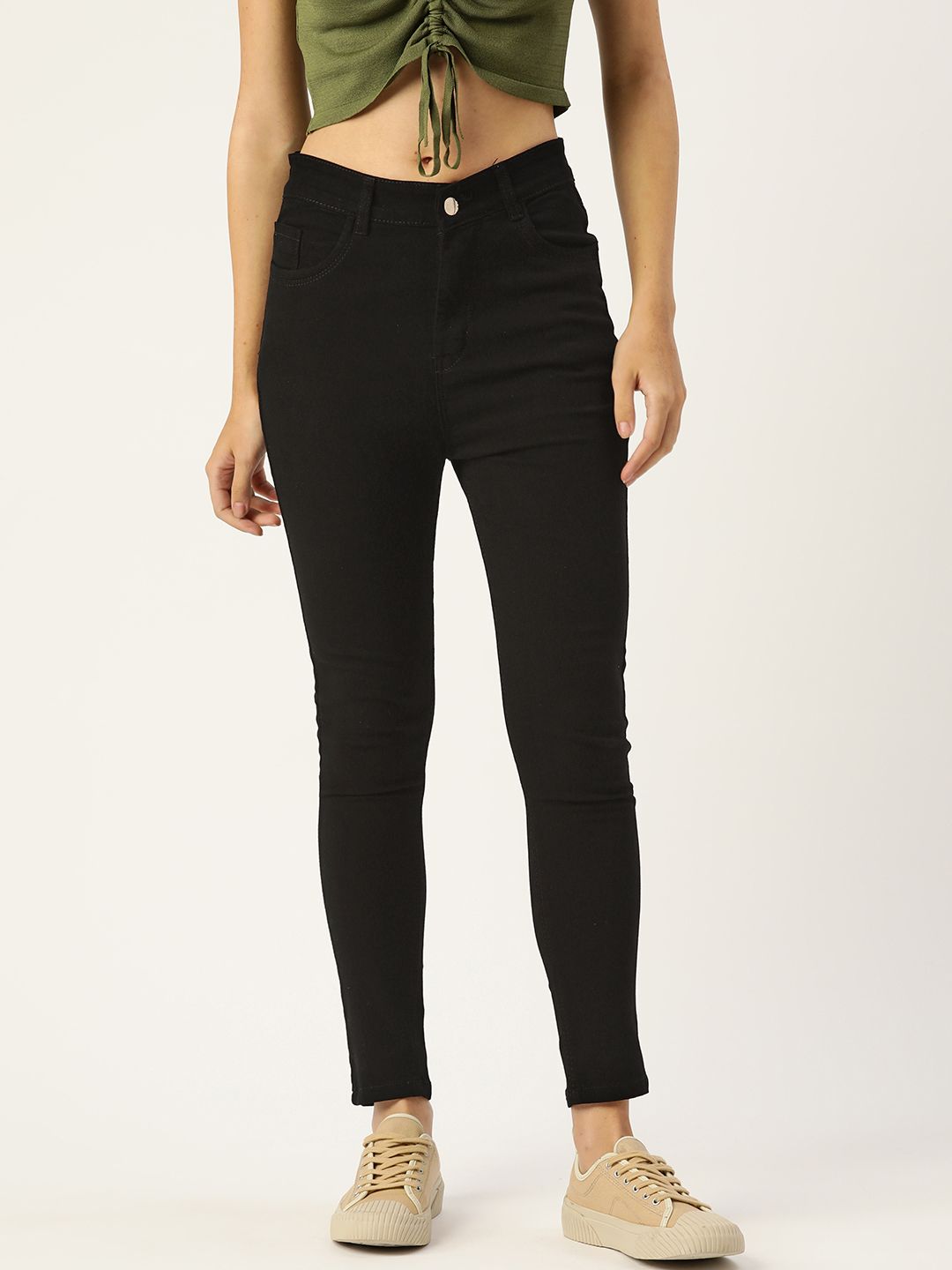 PARIS HAMILTON Women Black Skinny Fit High-Rise Stretchable Jeans Price in India