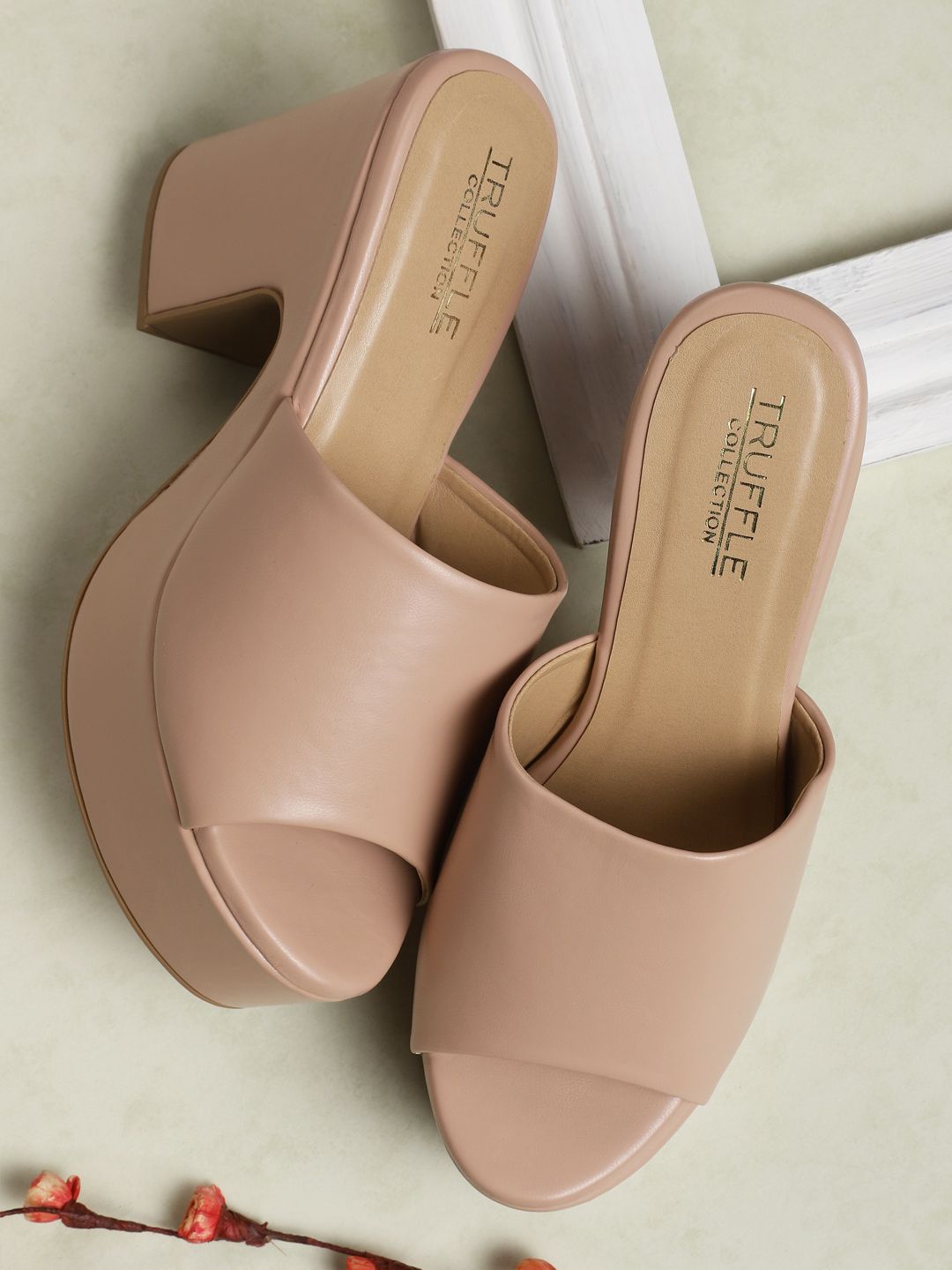 Truffle Collection women's Nude-Coloured PU Block Peep Toes Price in India