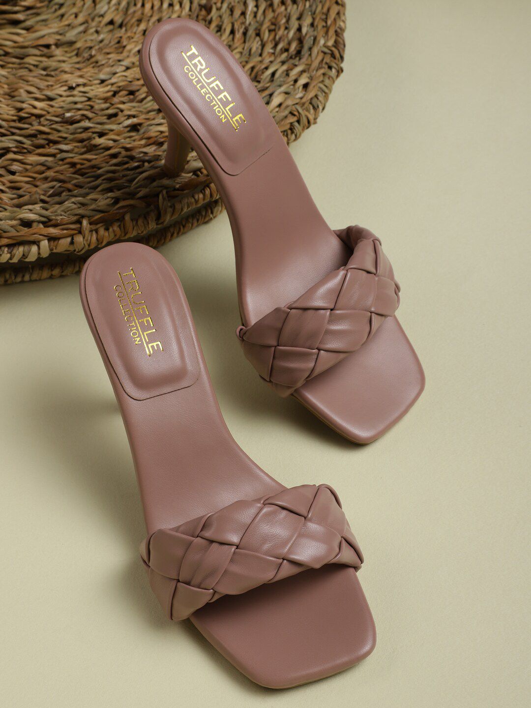 Truffle Collection women's Nude-Coloured PU Kitten Sandals Price in India