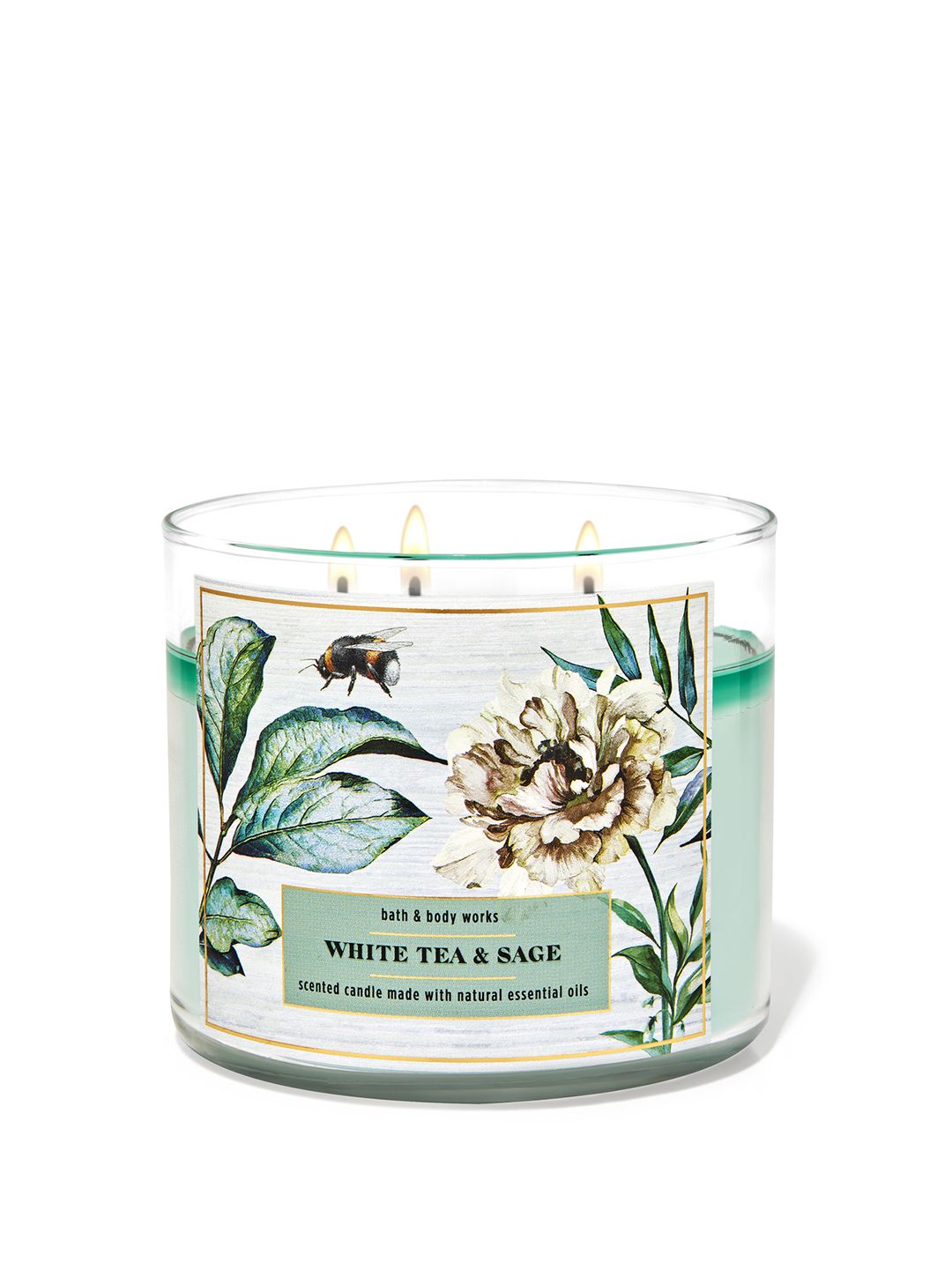 Bath & Body Works White Tea & Sage 3-Wick Scented Candle with Essential Oil - 411 g Price in India