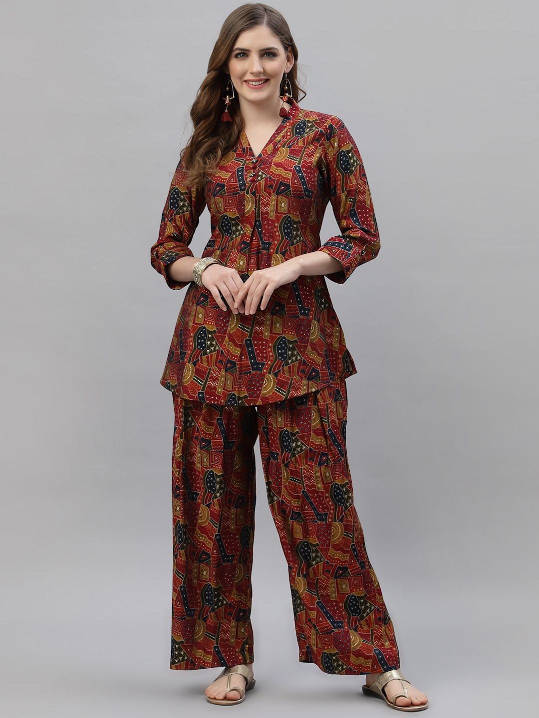 TANKHI Women Red & Blue Printed Co-Ords
