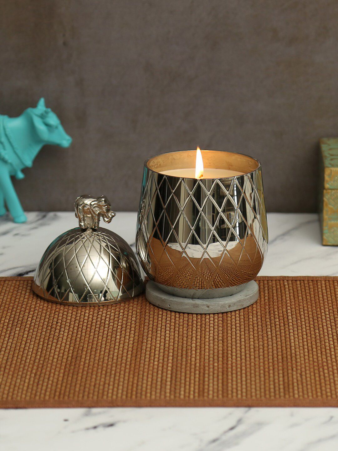 India Circus by Krsnaa Mehta Silver-Toned Small Candle Votive Price in India