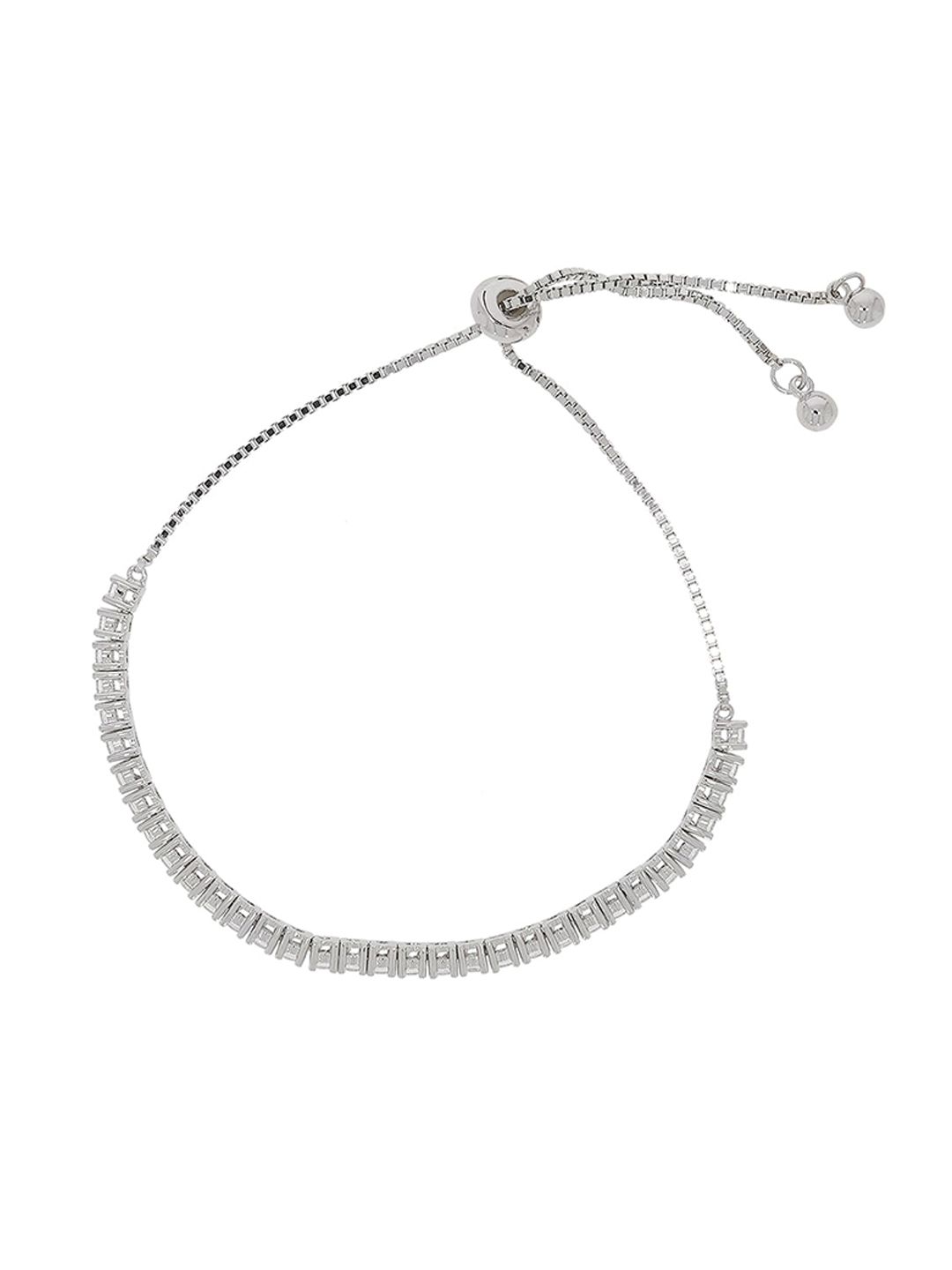 ANAYRA Women Silver-Toned & White Sterling Silver Wraparound Bracelet Price in India