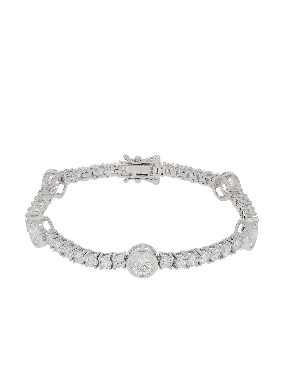 ANAYRA Women Silver-Toned & White Sterling Silver Link Bracelet Price in India