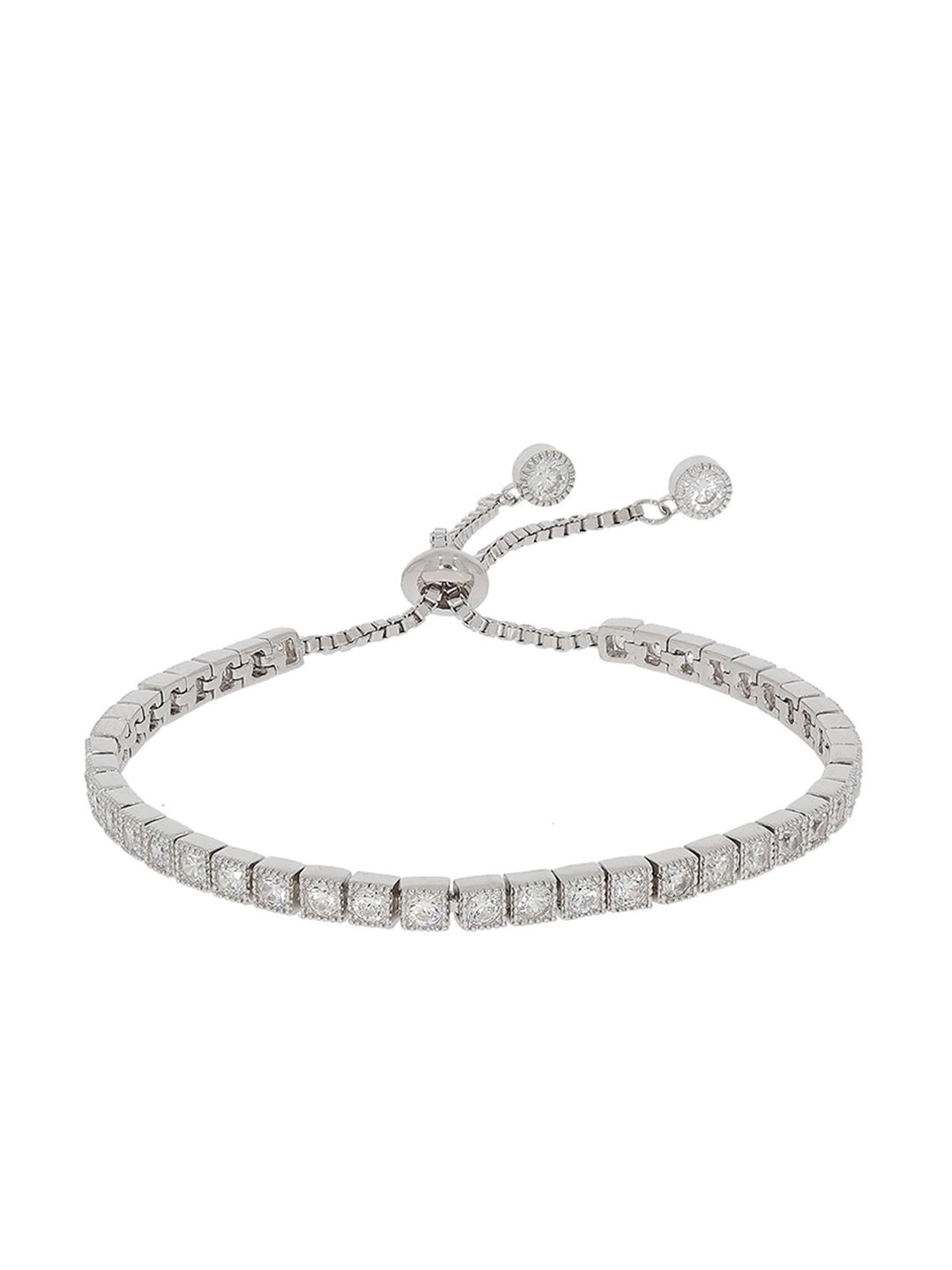ANAYRA Women Silver-Toned & White Sterling Silver Link Bracelet Price in India