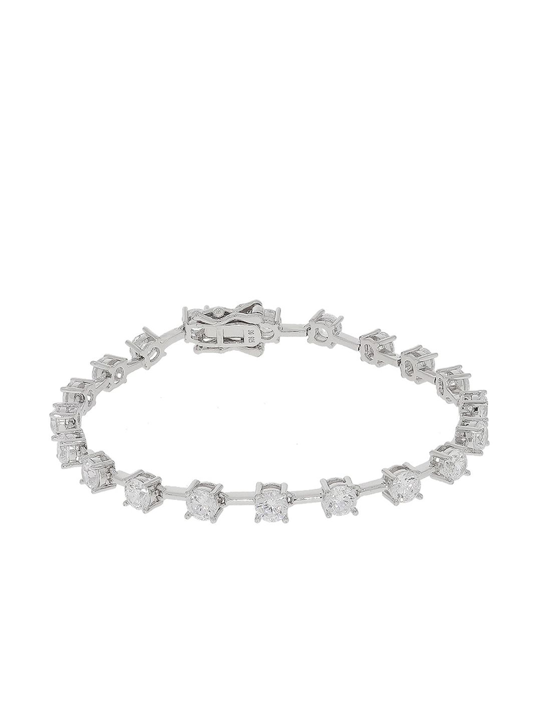 ANAYRA Women Silver-Toned & White Sterling Silver Link Bracelet Price in India