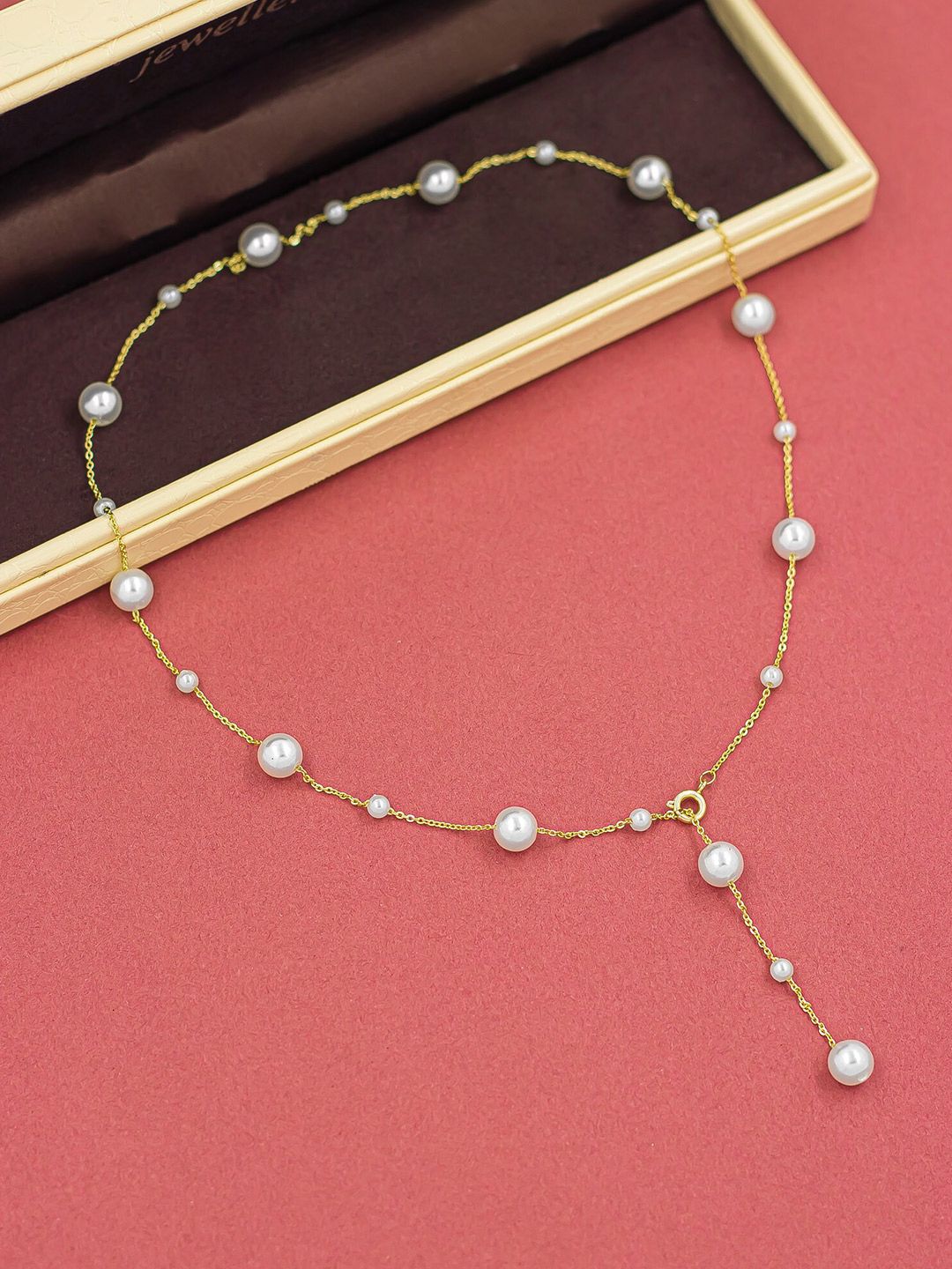 Bellofox Gold-Toned & White Gold-Plated Pearl Krys Chain Price in India