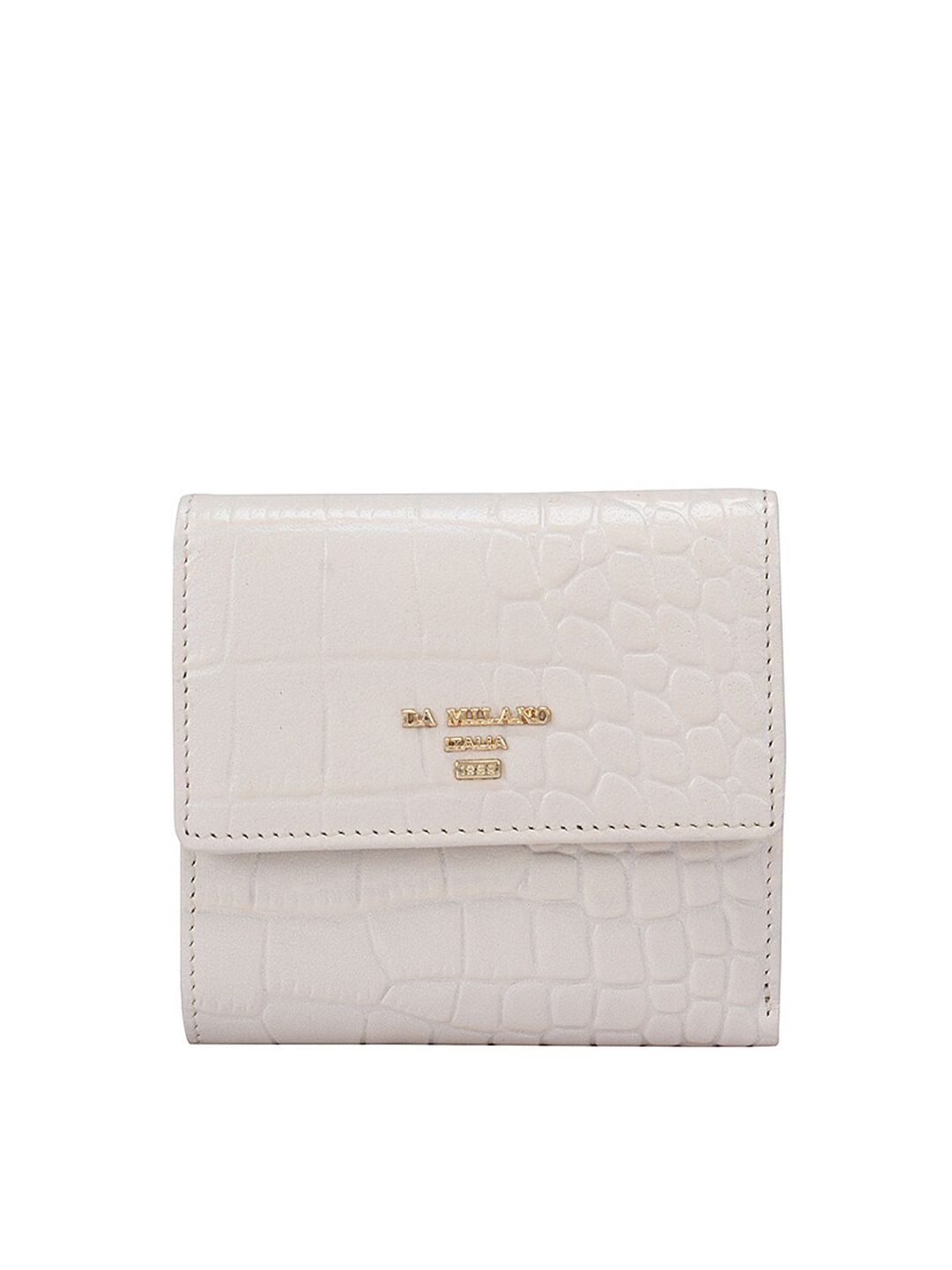 Da Milano Women White Textured Leather Envelope Price in India