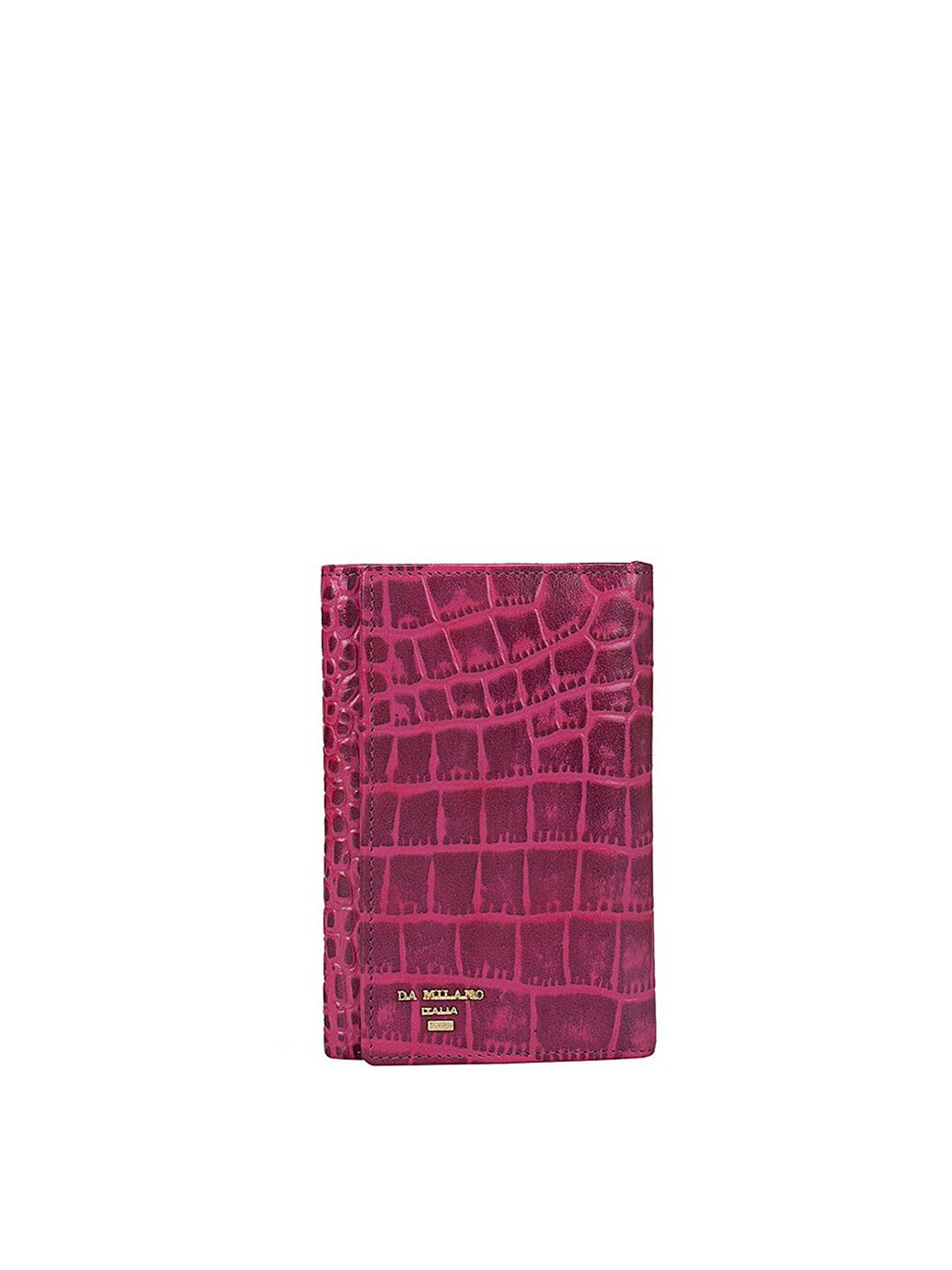 Da Milano Women Pink Abstract Textured Leather Three Fold Wallet Price in India