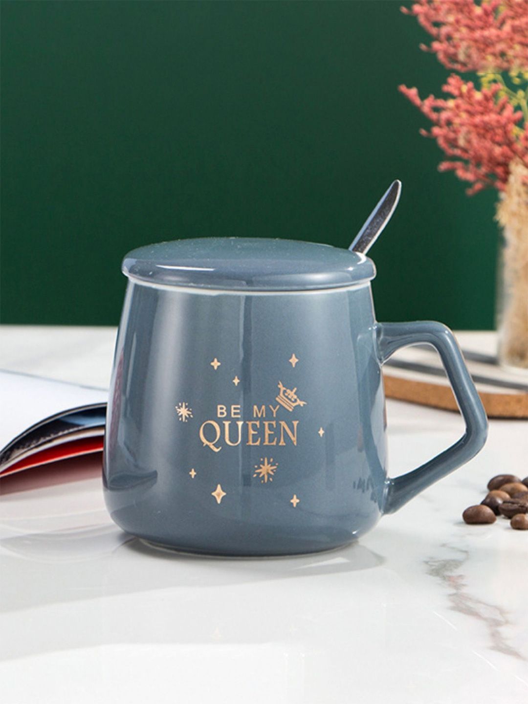 Nestasia Grey Ceramic Queen Cup With Lid Price in India