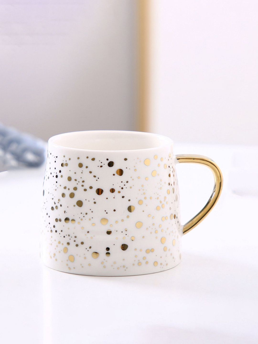 Nestasia White & Gold-Toned Printed Ceramic Modern Tea Cup Price in India