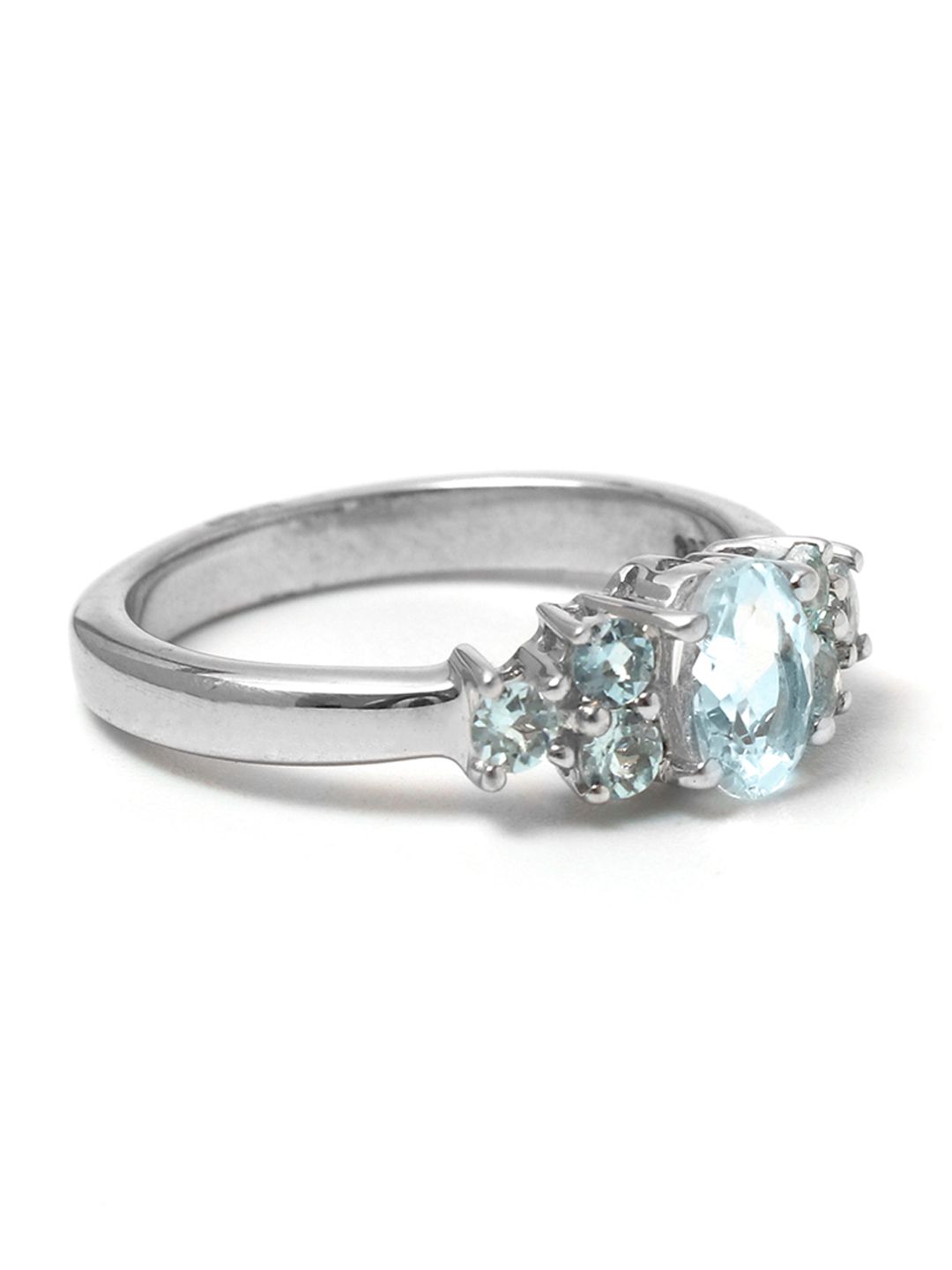 HIFLYER JEWELS Rhodium-Plated & Silver-Toned White Topaz Studded Finger Ring Price in India