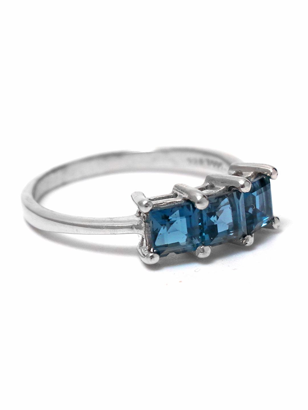HIFLYER JEWELS Women Rhodium-Plated Turquoise-Blue Stone-Studded Finger Ring Price in India