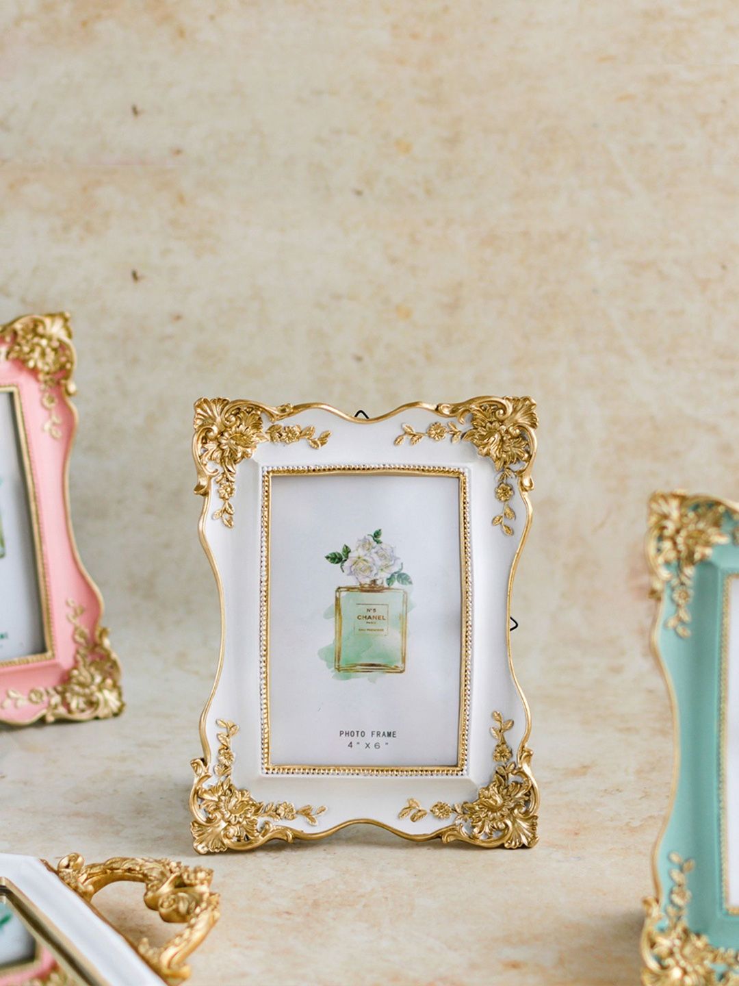 Nestasia White & Gold-Toned Solid Table Photo Frame Price in India