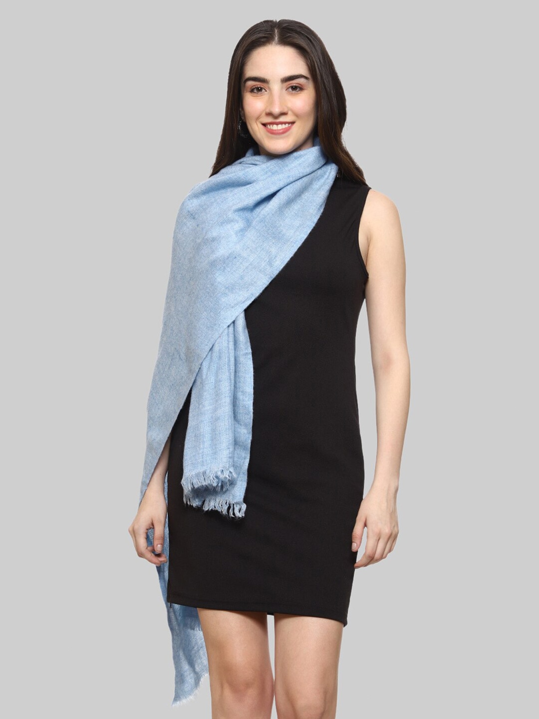 WEAVERS VILLA Women Blue Solid Scarf Price in India