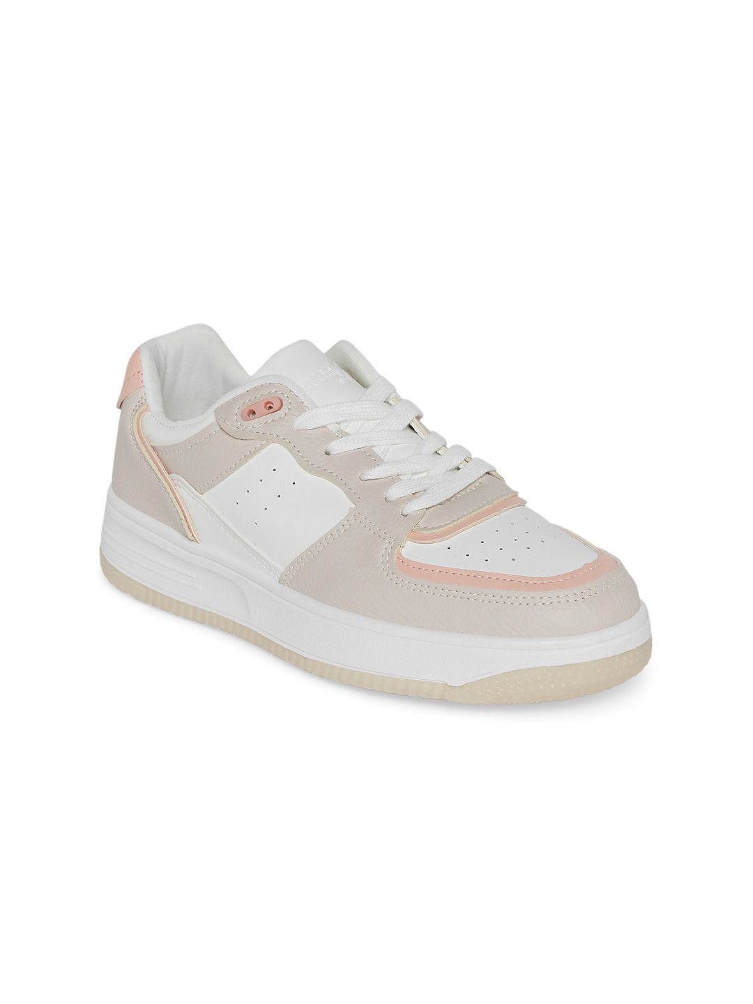 Forever Glam by Pantaloons Women Beige Colourblocked PU Sneakers Price in India