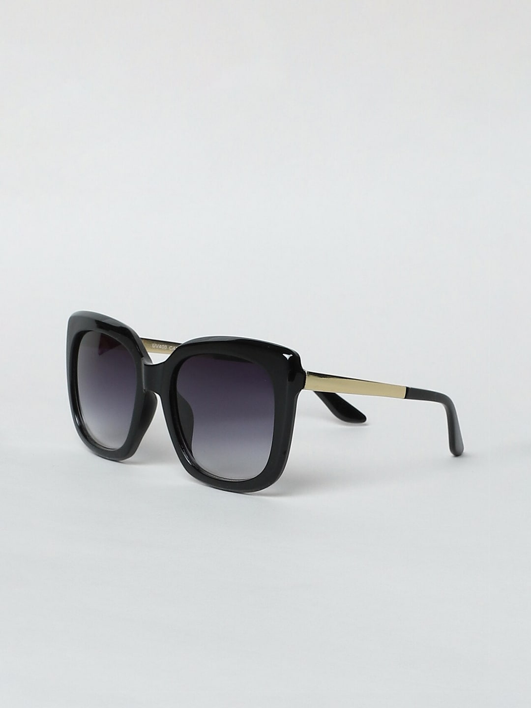 ONLY Women Black Lens & Gold-Toned Square Sunglasses
