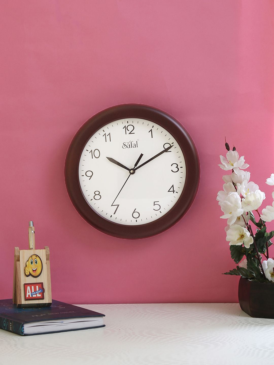 Safal White Dial 23 cm x 23 cm Round Analogue Wall Clock Price in India