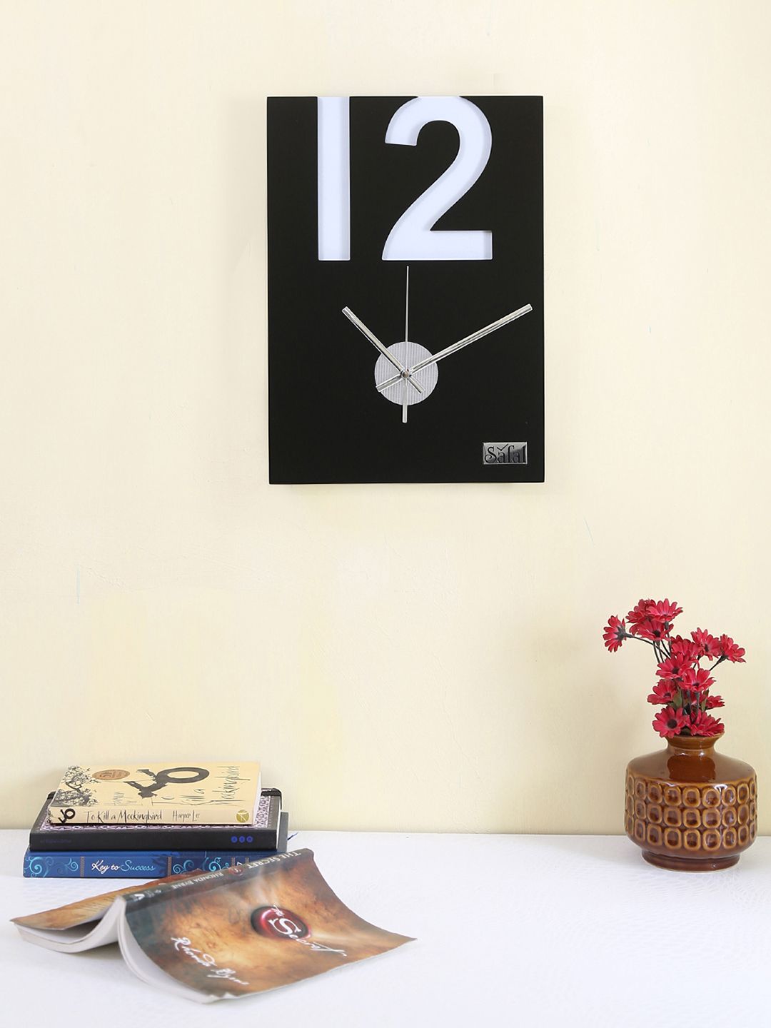Safal Black & White Dial 35 cm x 25 cm X 6 cm Analogue Wall Clock Price in India