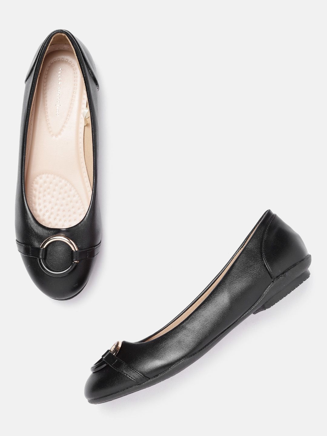 Allen Solly Women Black Solid Ballerinas with Metallic Detail