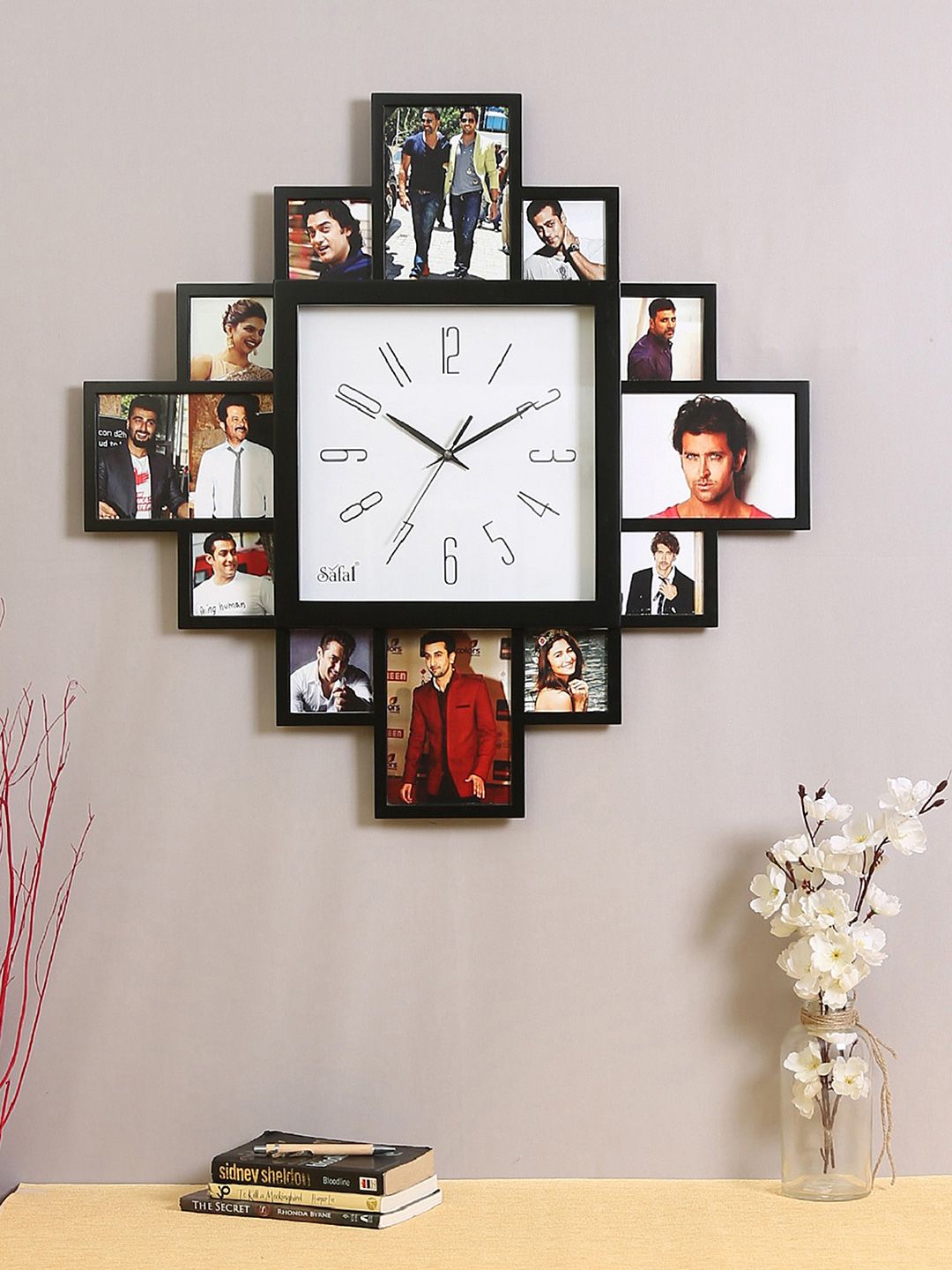Safal White Dial 74 cm x 74 cm Analogue Wall Clock with Photo Collage Frame Price in India