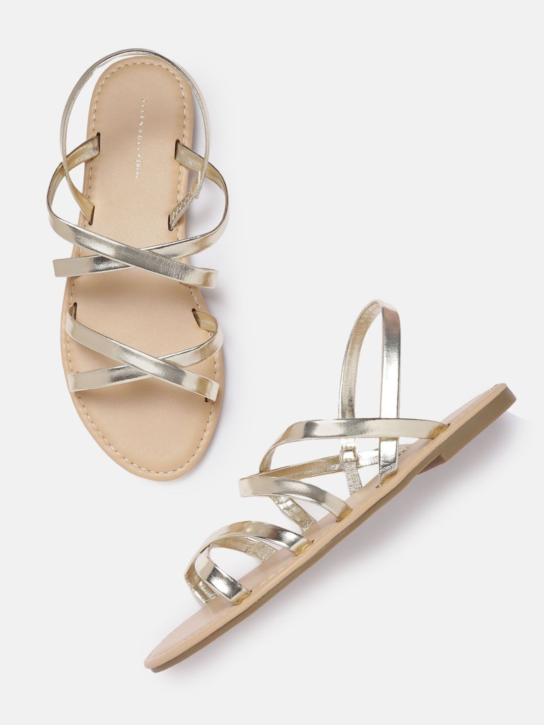 Allen Solly Women Gold-Toned Strappy Open Toe Flats Price in India