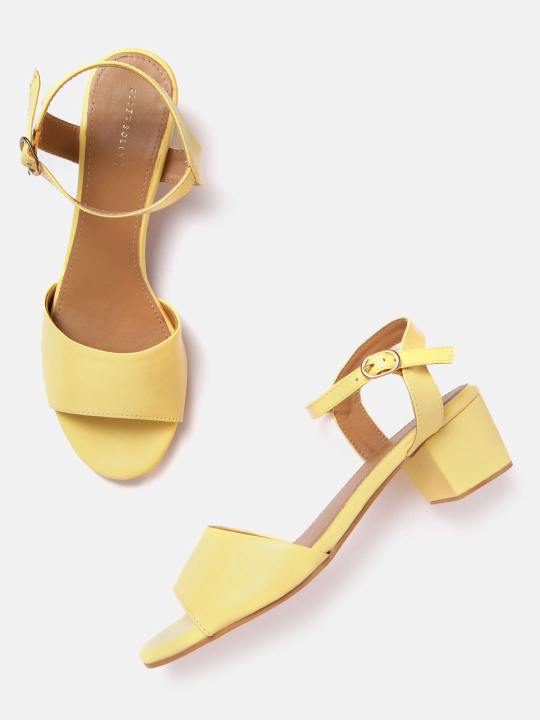 Allen Solly Yellow Solid Block Heels