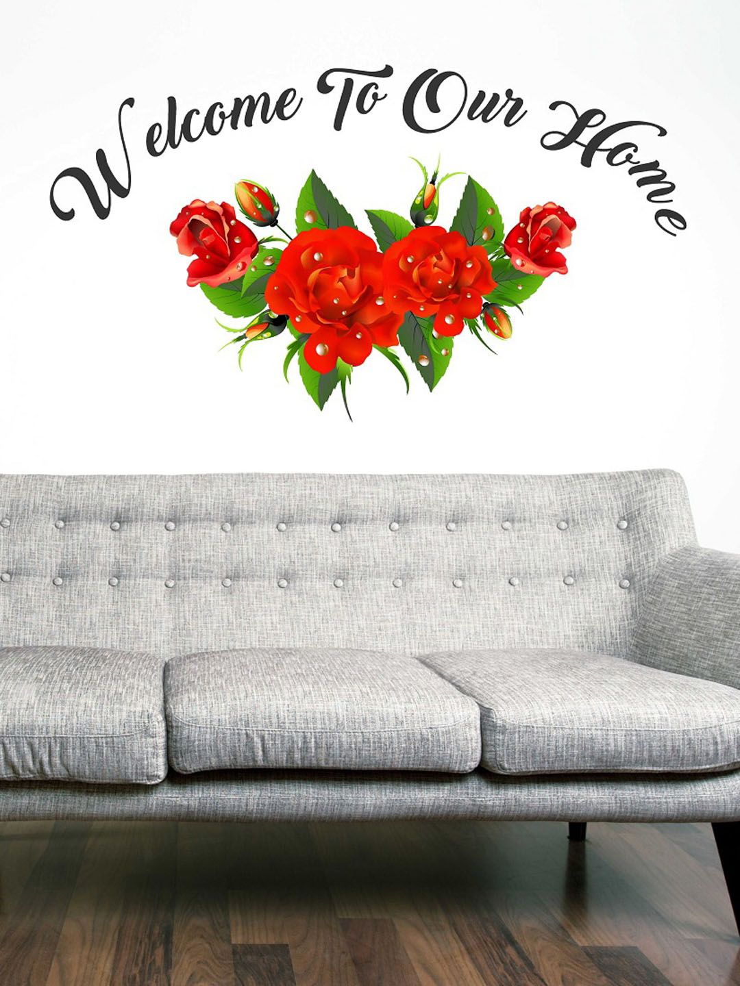 WALLSTICK Red & Black Welcome To Home Printed Wall Stickers Price in India