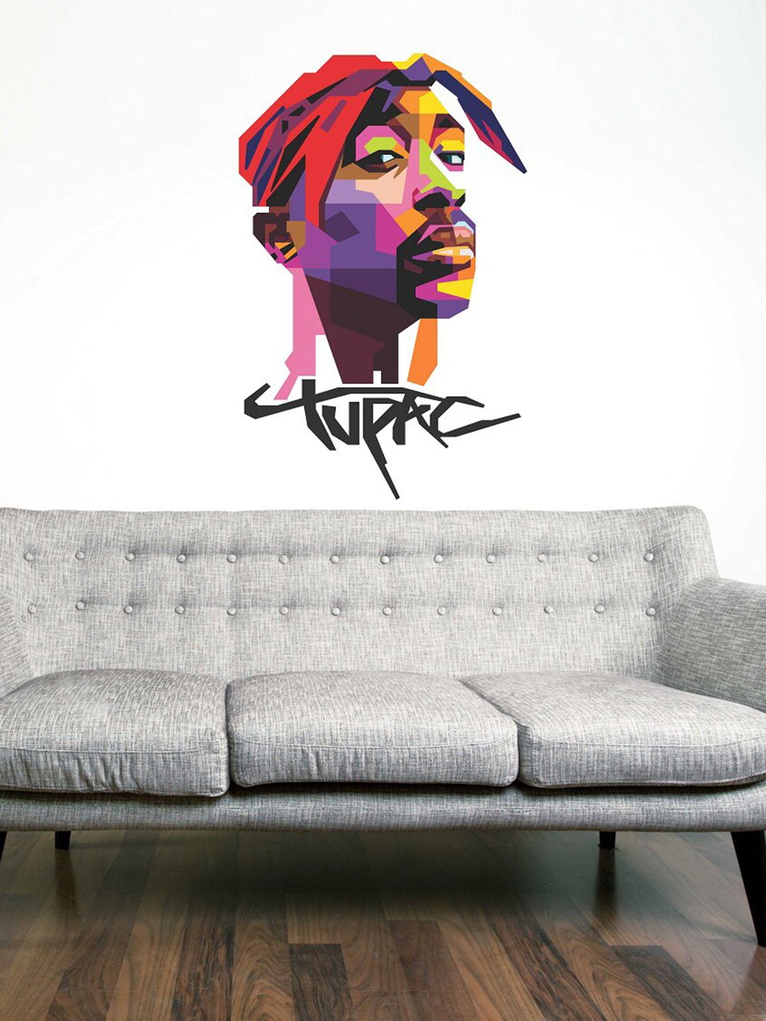 WALLSTICK Red & Purple Printed Tupac Wallsticker Price in India