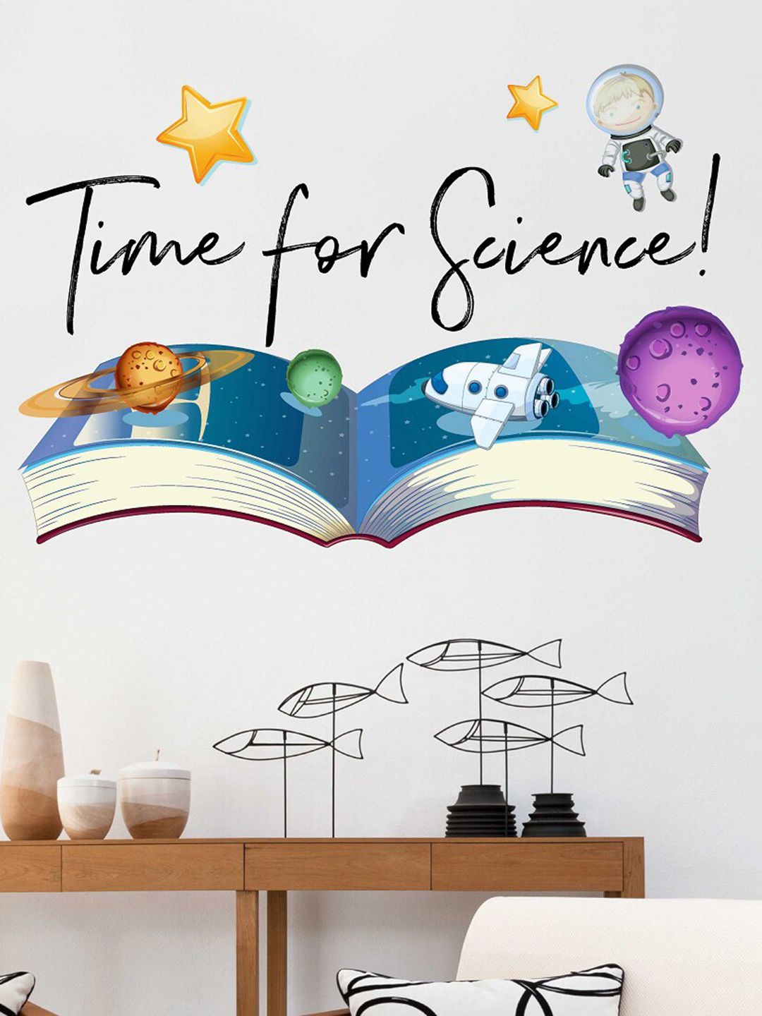 WALLSTICK Blue & Black Science Wall Stickers Price in India
