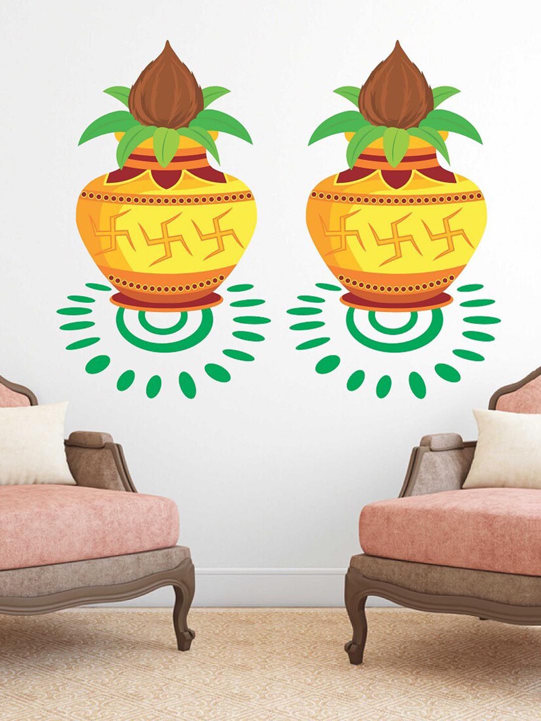 WALLSTICK Yellow & Green Printed Decorative Spiritual Wallsticker Price in India