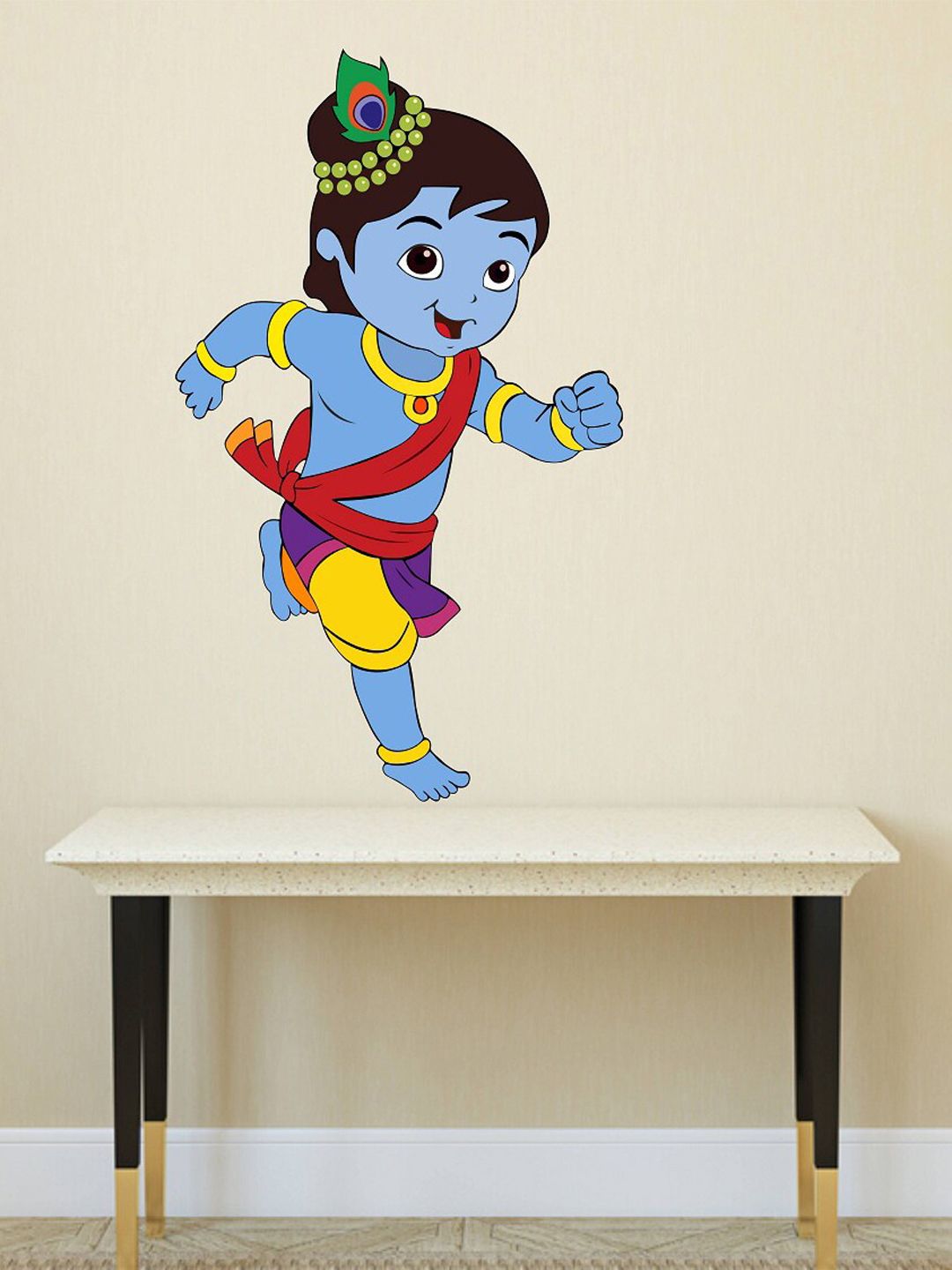 WALLSTICK Blue & Yellow Lord Krishna Wall Stickers Price in India