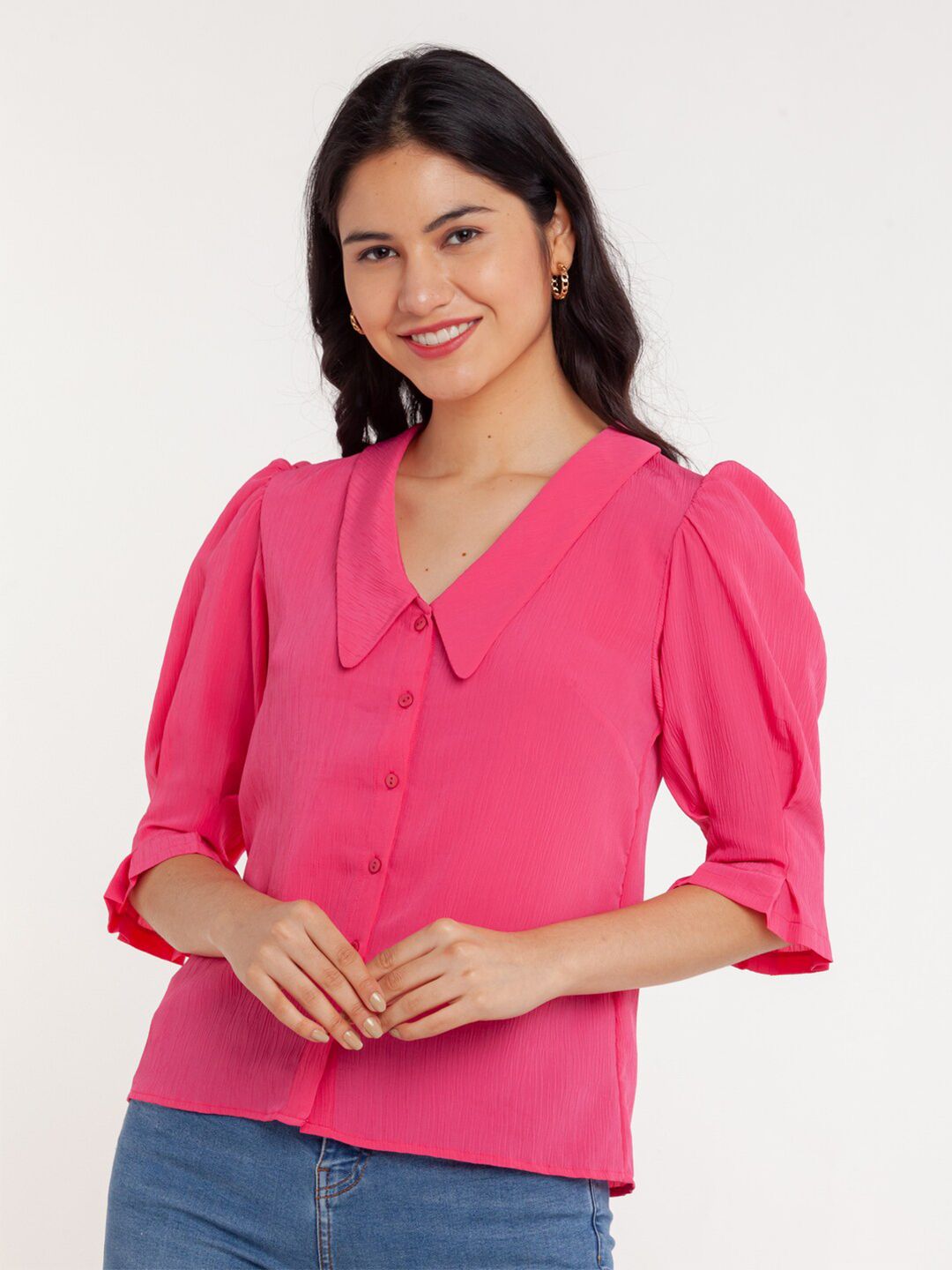 Zink London Women Pink Shirt Style Top Price in India