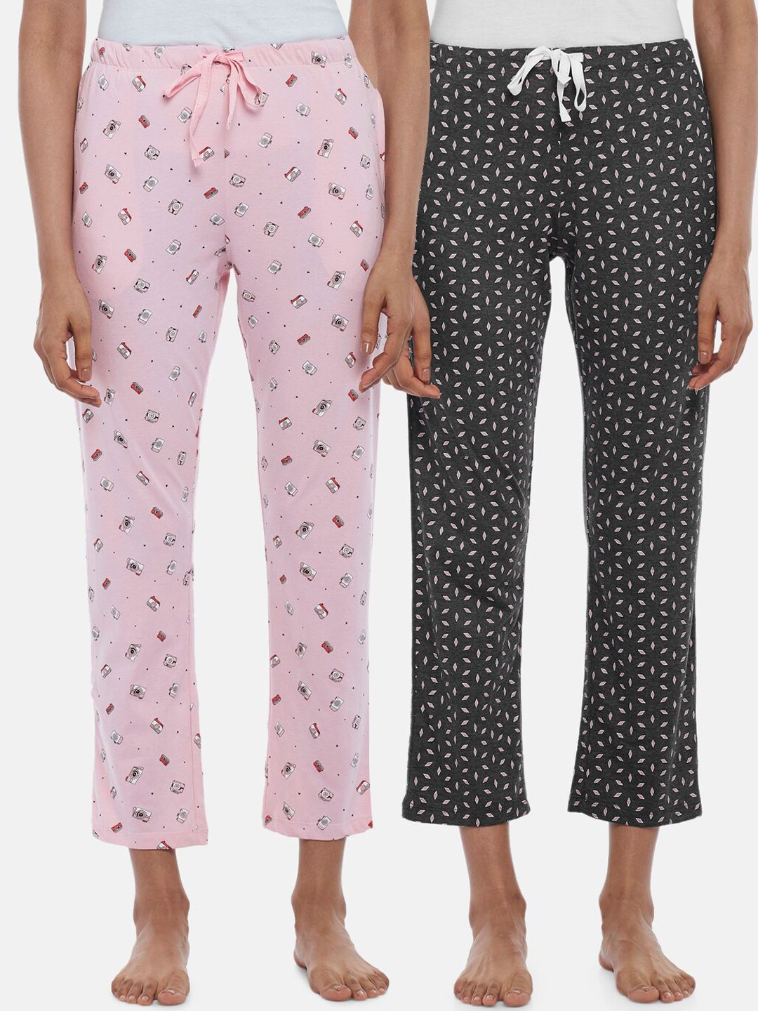 Dreamz by Pantaloons Set Of 2 Women Printed Cotton Lounge Pants Price in India