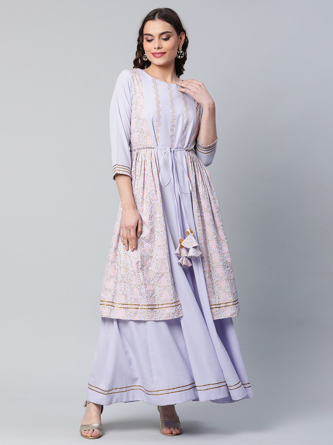 Ahalyaa Women Lavender Party wear Maxi Dress Price in India