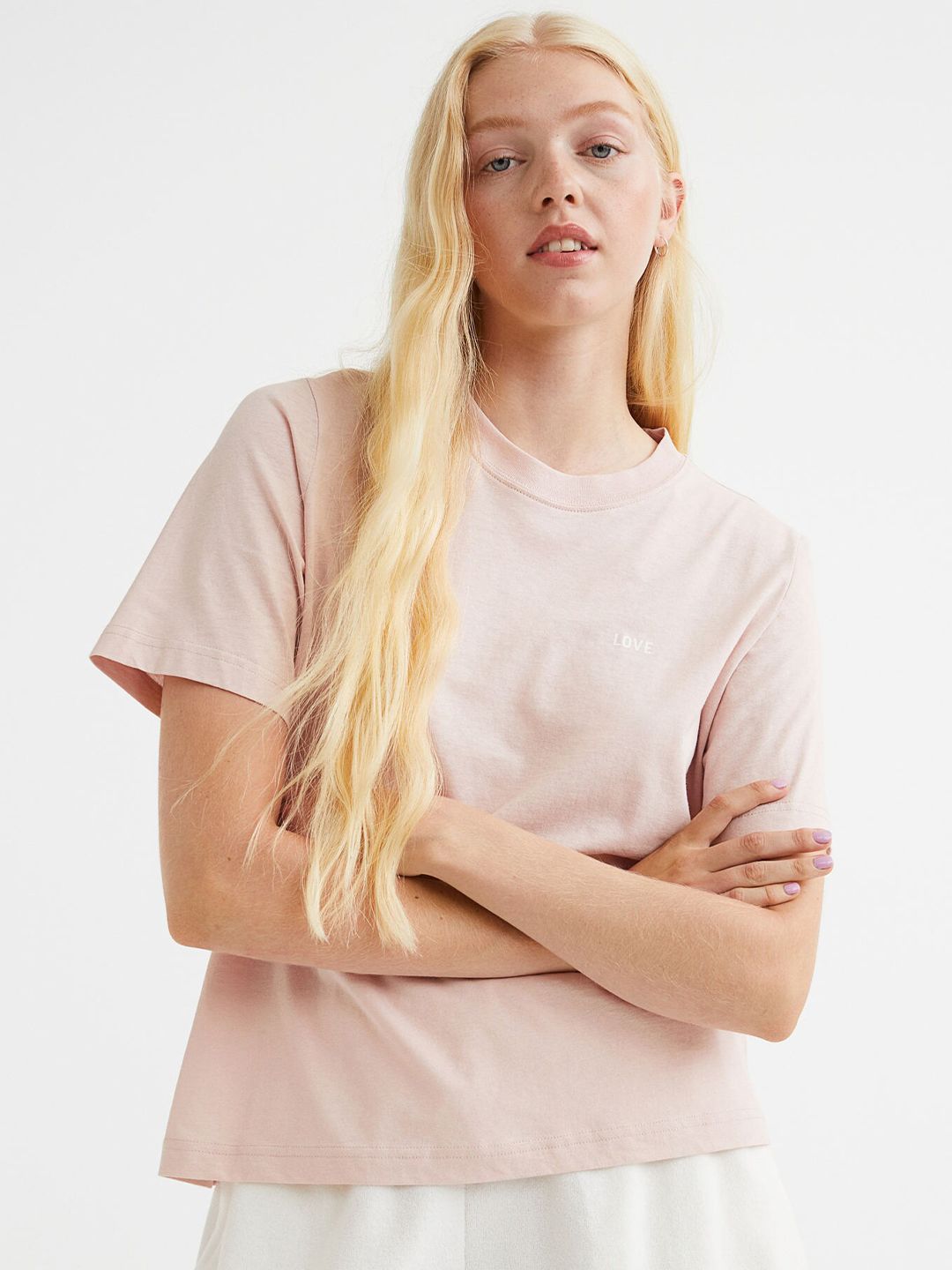 H&M Women Pink Text-Print T-Shirt Price in India