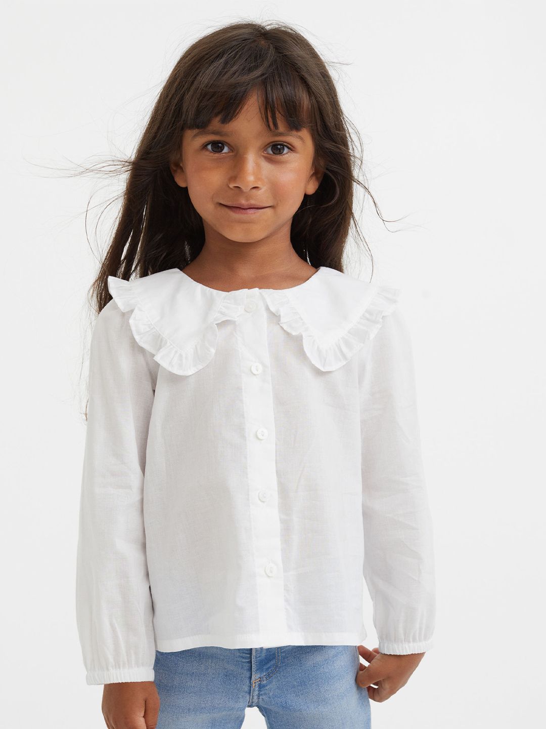 H&M White Frill-Collared Blouse Price in India