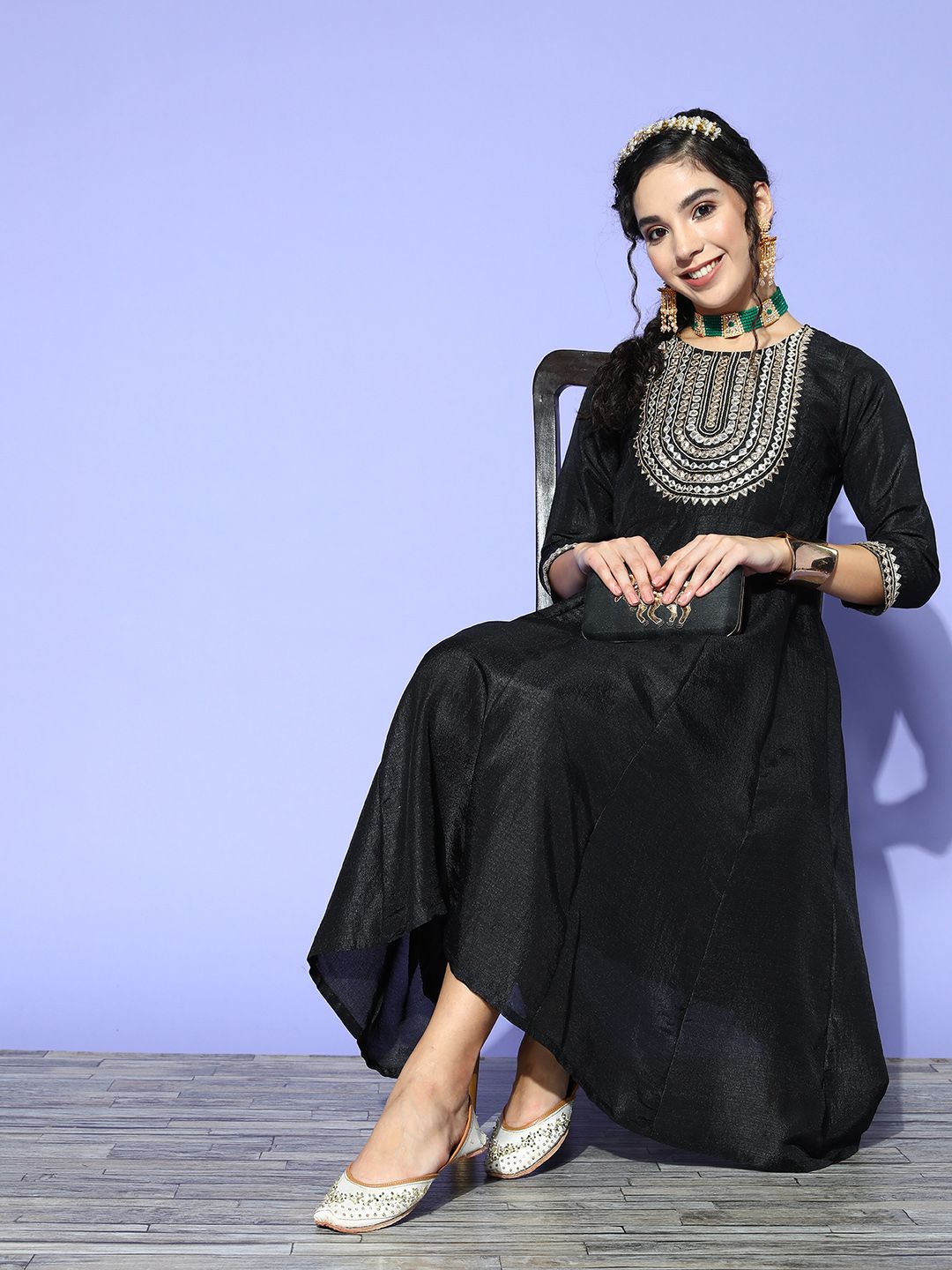 Shae by SASSAFRAS Women Stylish Black Embellished Shimmer & Sequins Dress Price in India