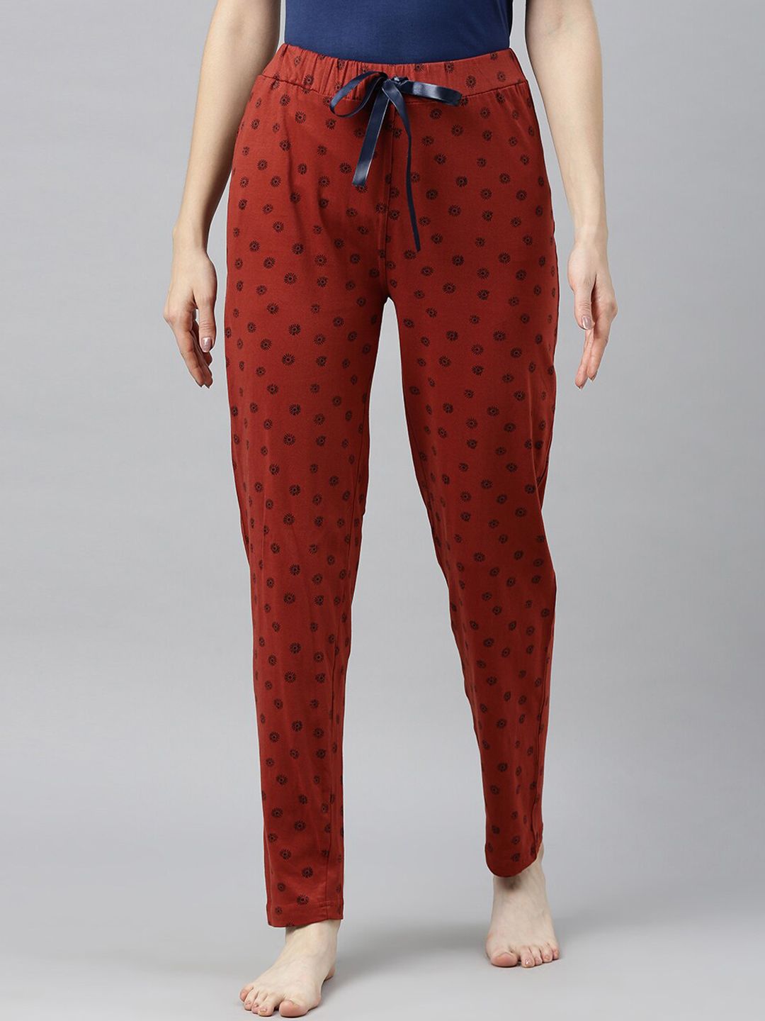 Enviously Young Women Rust Printed Lounge Pants Price in India