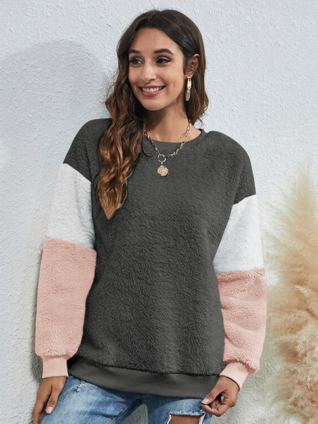 BoStreet Women Grey Long Sleeves Sweatshirt Price in India