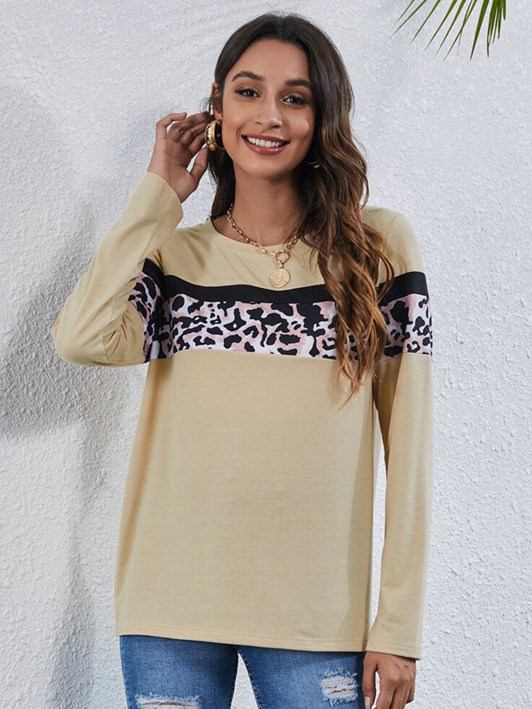 BoStreet Women Cream & Black Animal Printed Sweatshirt Price in India