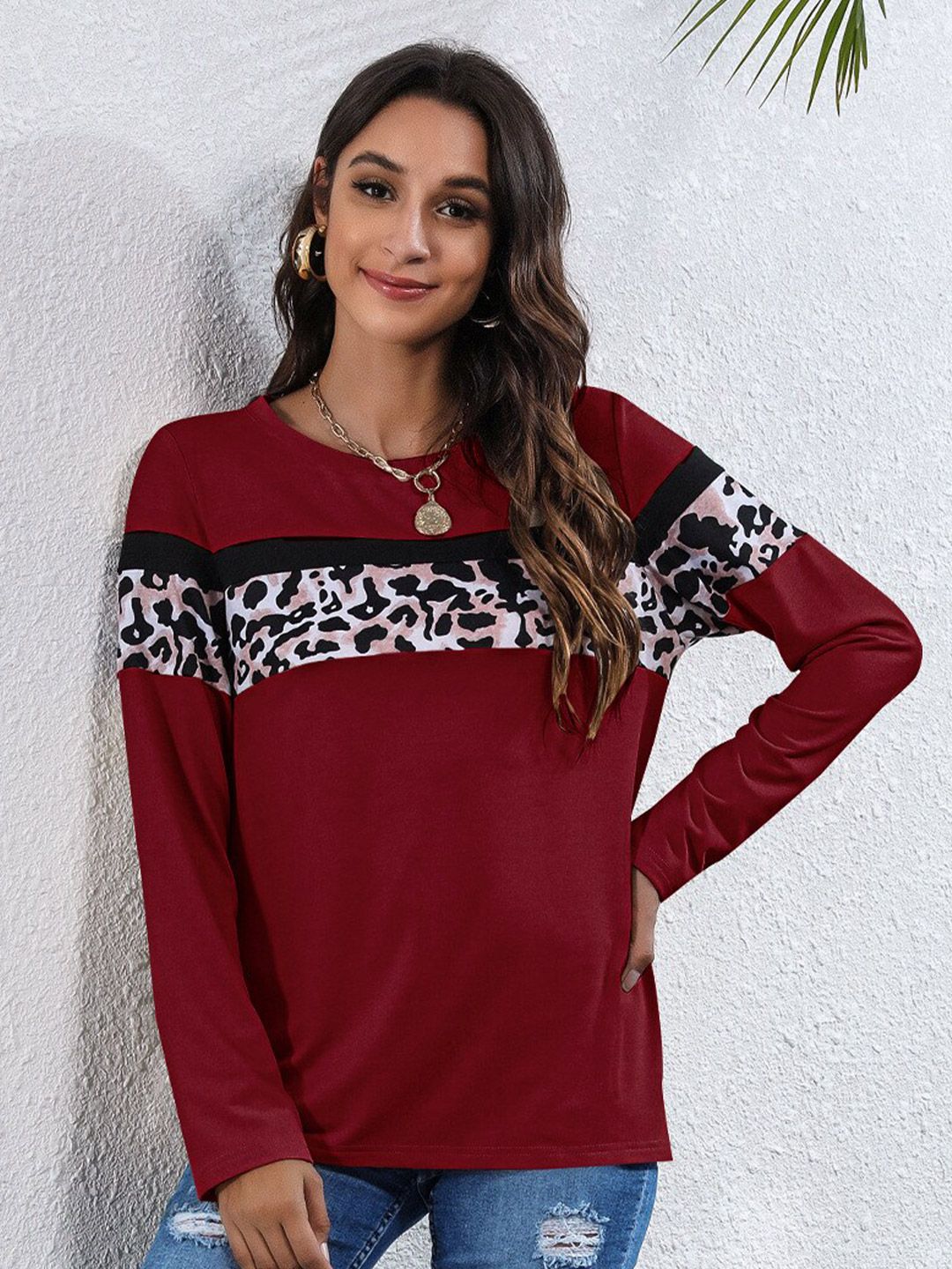 BoStreet Women Red Printed Long Sleeves Sweatshirt Price in India