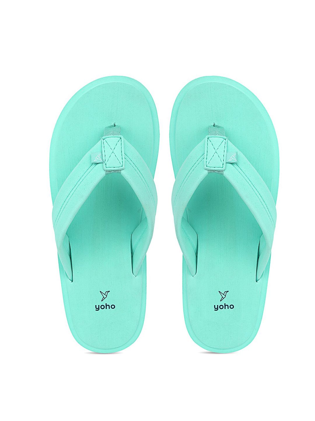 yoho Women Sea Green & Black Rubber Thong Flip-Flops Price in India