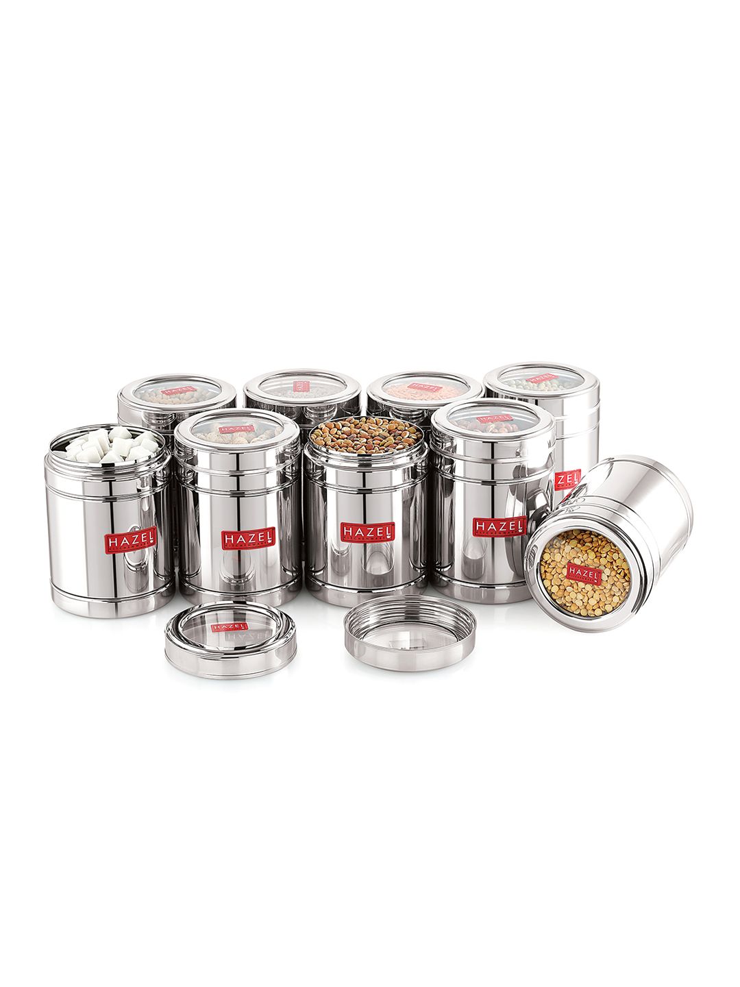 HAZEL Silver Steel Sugar Container with Transparent Lid Storage Box For Kitchen Price in India