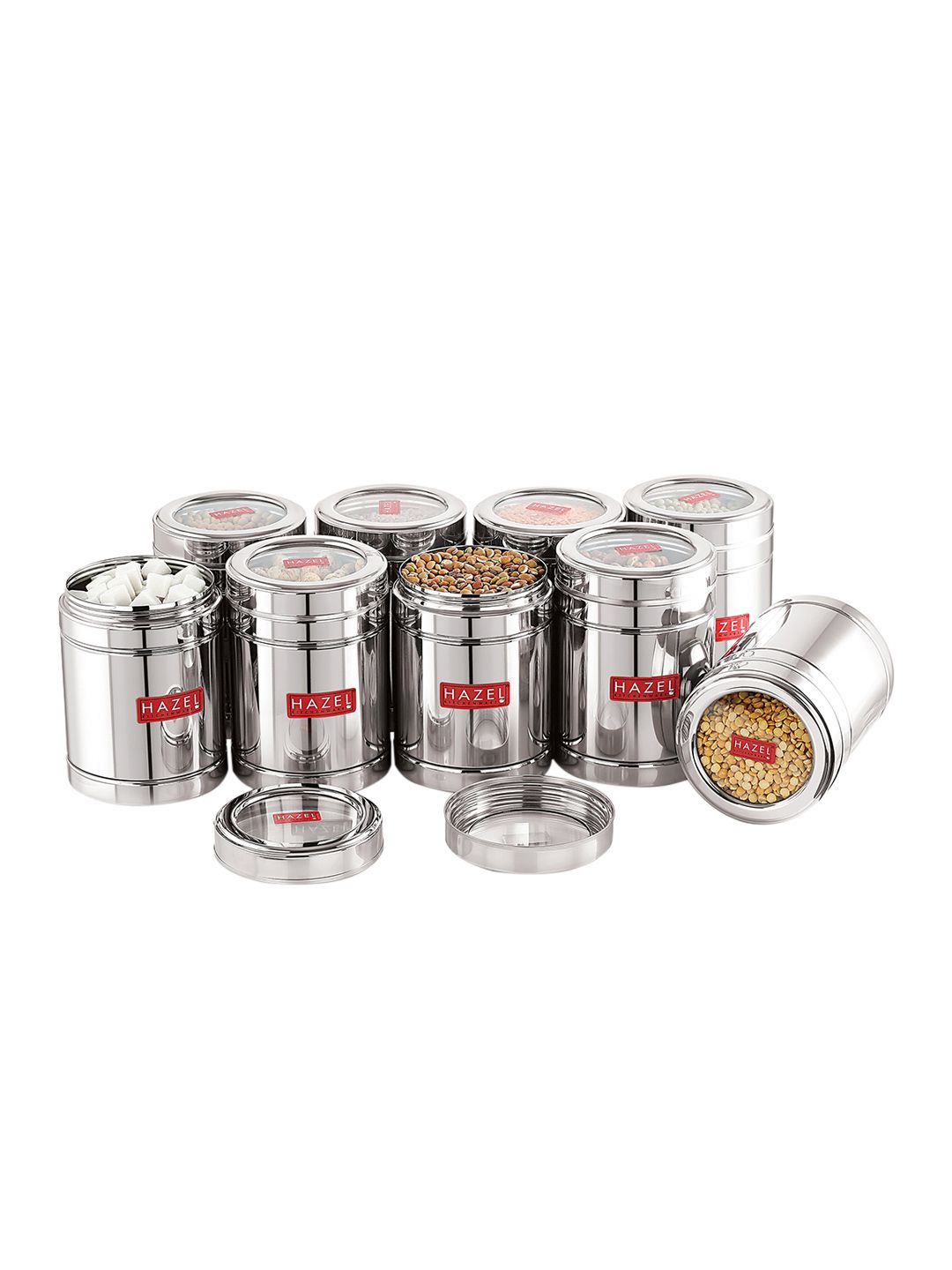 HAZEL Silver Steel Container With Transparent Lid Price in India