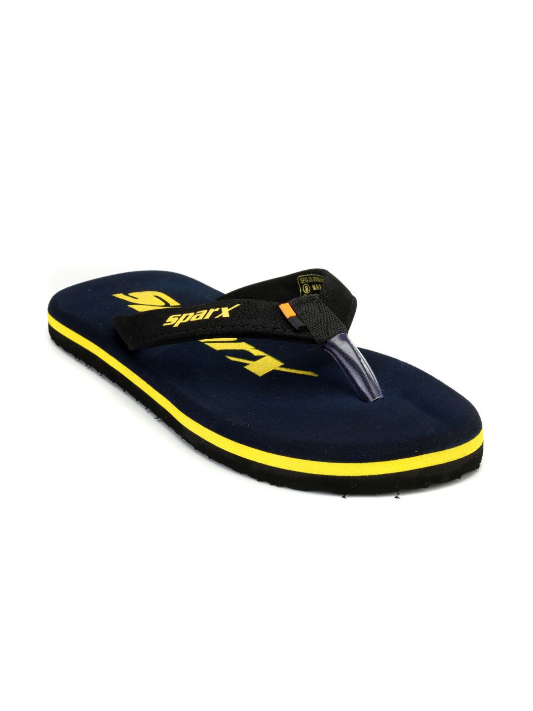 Sparx Men Navy Blue & Yellow Printed Thong Flip-Flops